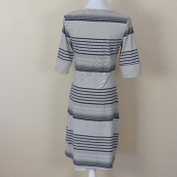 Ellie Kai Stripe 3/4 Sleeve Dress Navy/White 4 - Picture 5 of 9